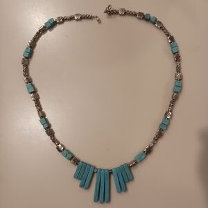 Faux turquoise and Silver Beaded Necklace